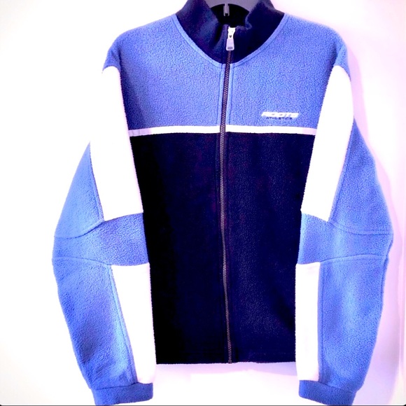 Vintage ROOTS Athletics Fleece Jacket Reflective Strip Accent Blue/White Size M - Picture 7 of 8